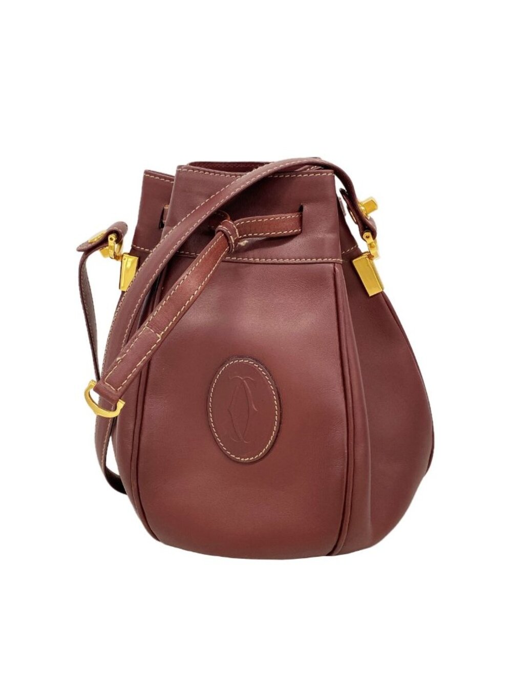 Cartier Shoulder Bag Must Leather Bordeaux Gold